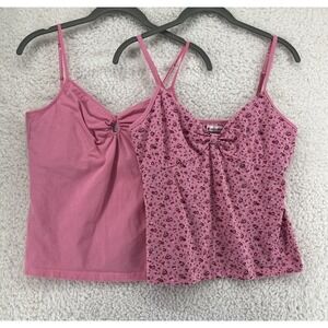 No Boundaries Summer Cami Crop Tops L Adjustable Straps Pink Y2K Coquette
